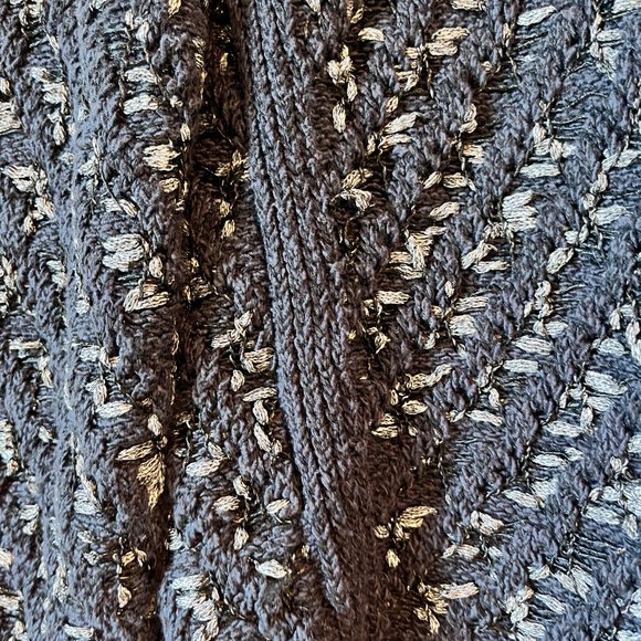 Maje Tweed Cardigan Sweater Jacket Blazer Woven Gray Metallic Fringe Size 2 - Picture 9 of 14
